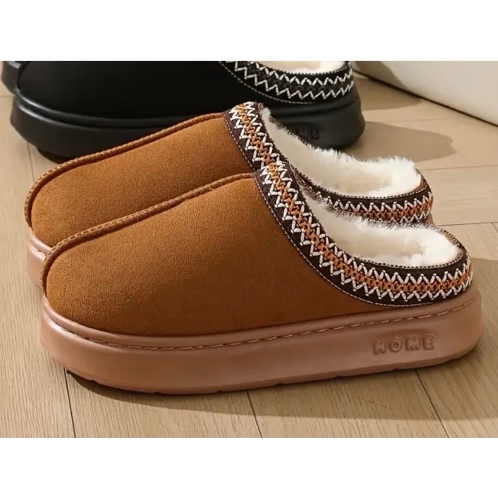 🆕 Brown Faux Suede Trendy Platform Slippers - Picture 2 of 13